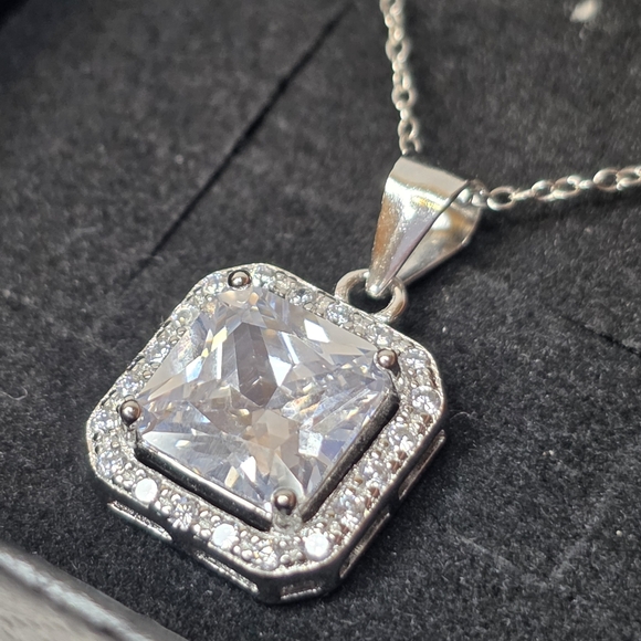 Fashion Jewelry Jewelry - 4.42ct Moissanite Stone Pendant With Rhodium Over 925 Sterling Silver Necklace